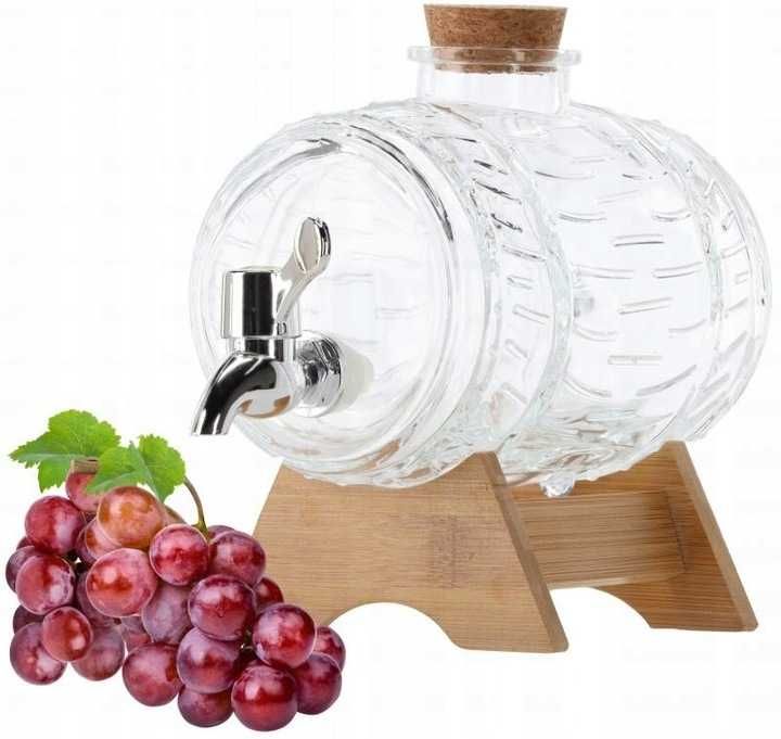 Beczułka z kranikiem 1,5L na wino bimber z podstawką