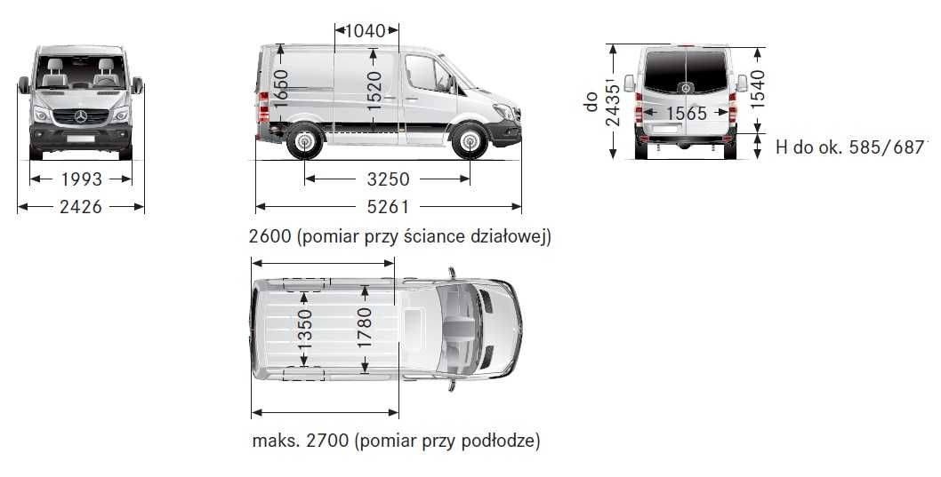 Wynajem Długoterminowy busa  - Mercedes Sprinter L1H1 do L3H2