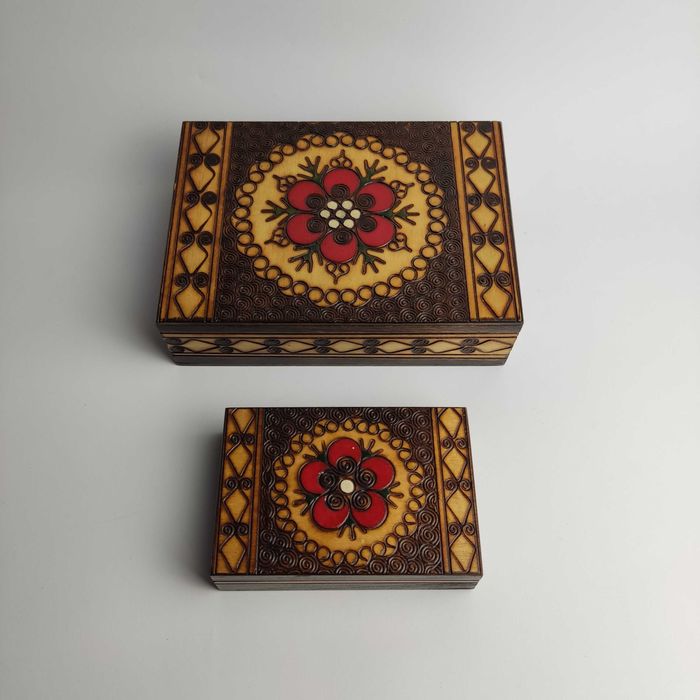 Zestaw szkatułek drewnianych - lata 70