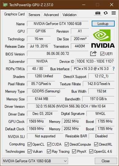 Видеокарта INNO3D PCI-Ex GeForce GTX 1060 Gaming OC 6GB GDDR5