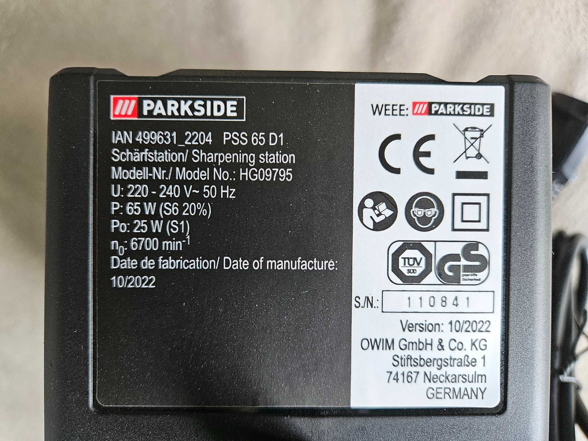 Parkside ostrzałka do noży i wierteł PSS 65 D1 65W