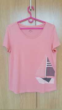Bluzka koszulka T-shirt pudrowy róż statek