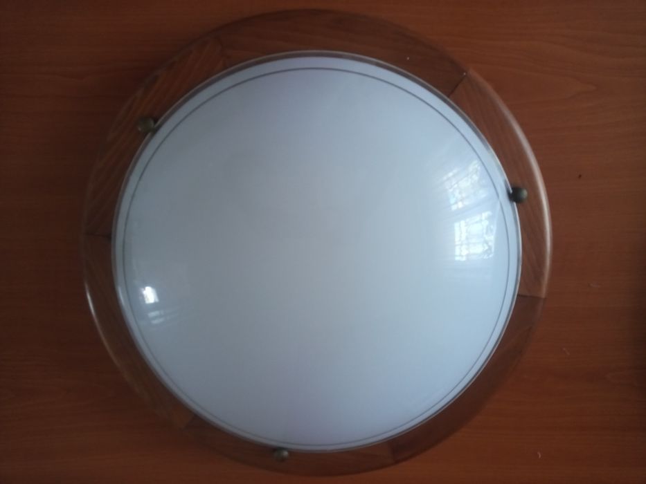 Zestaw 2 plafony fi 36 E27 2x60W drewno+szkło mleczne