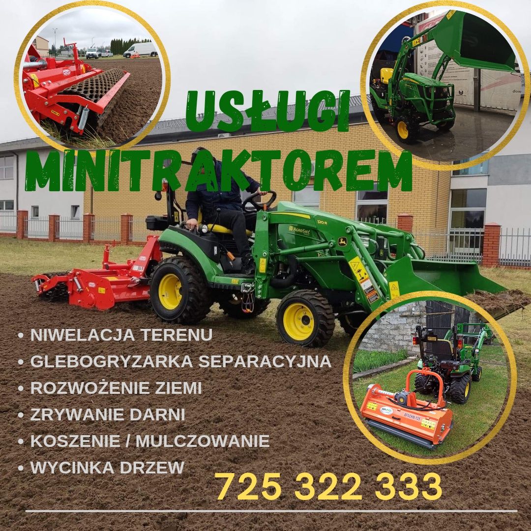 Miniładowarka, glebogryzarka separacyjna, kosiarka, mini traktor