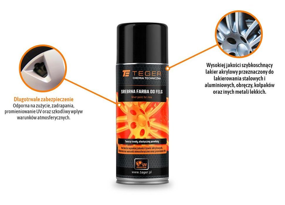 Srebrna farba do felg  400 ml / TEGER