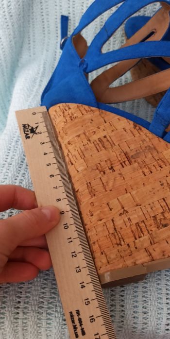 Босоніжки на танкетці сині JustFab 37 р + СЕРЕЖКИ В ПОДАРУНОК