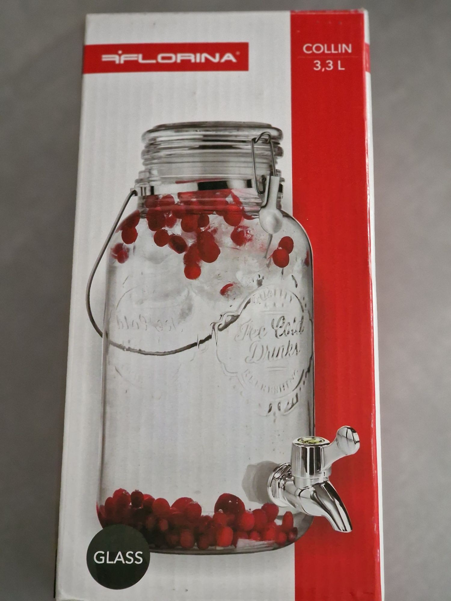 Nowy słoik z kranem 3,3l na lemoniadę.
