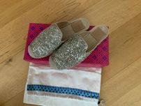 Espadryle TORY BURCH klapki złote brokat 36,5