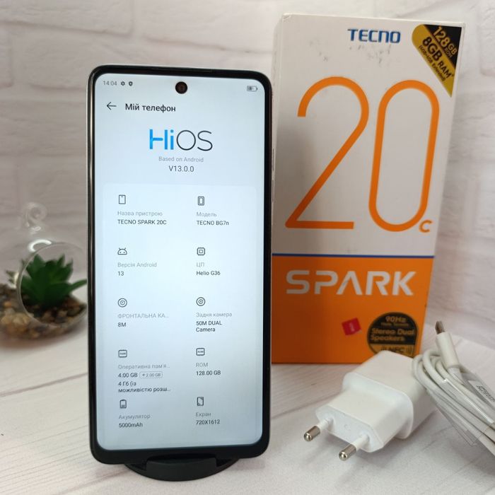 Продам телефон Tecno Spark 20C 4+4/128Gb NFC в гарному стані