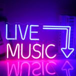 Sinal de Luz Néon LED Decorativo - Music Live - Decoração Néon LED
