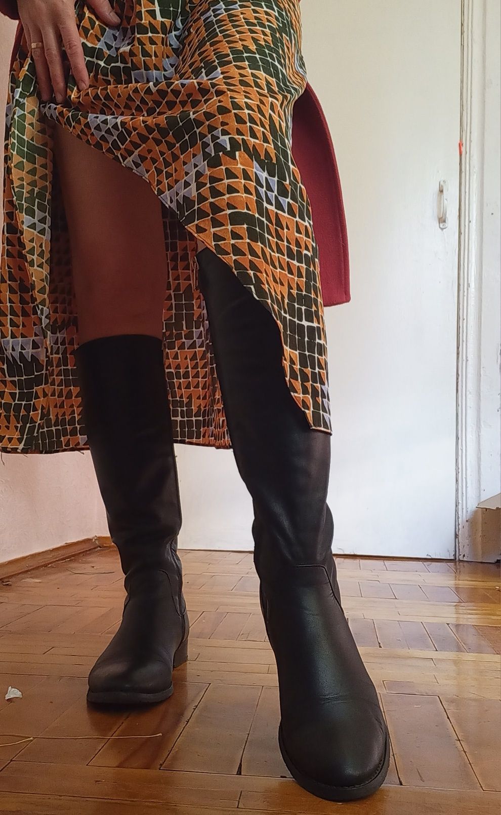 Кожаные женские высокие сапоги 37 размер, 24,5 см