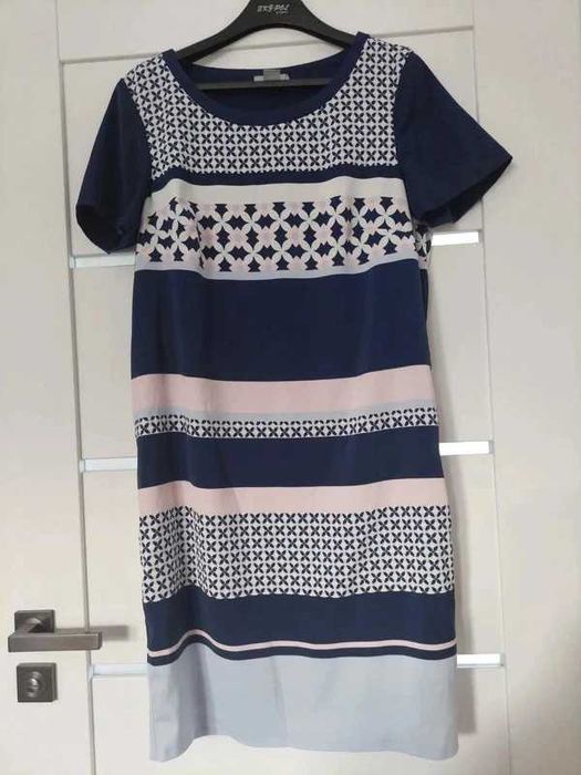 Granatowa Prosta sukienka h&m rozm. 40