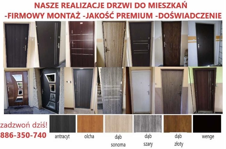 Wewnątrzklatkowe drzwi wejściowe zewnętrzne z montażem do mieszkania