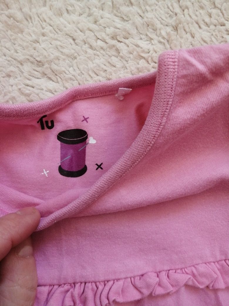 Różowa bluzka bluzeczka tunika długi rękaw Tu r. 104/110