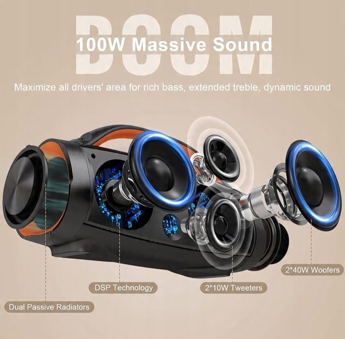 DOSS Extreme Boom Plus Głośnik Bluetooth 100W PowerBank IP6