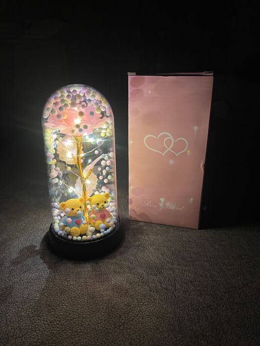 Роза в колбе‼️Мишки с розой в колбе / романтический подарок