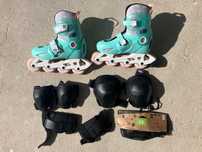 Patins em linha de criança 30-32 Oxelo + proteções XS