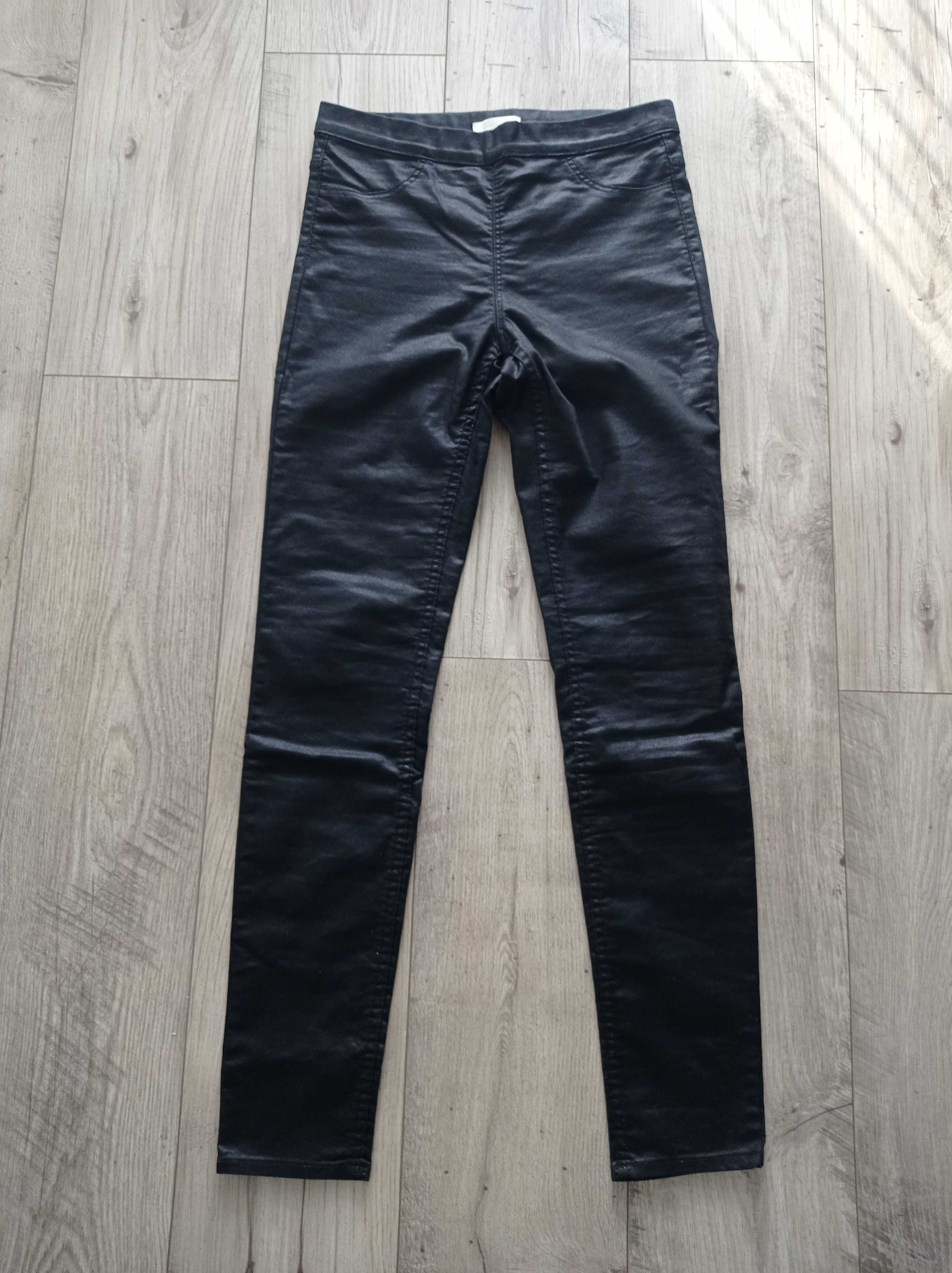 Spodnie jegginsy z połyskiem czarne H&M 36/S