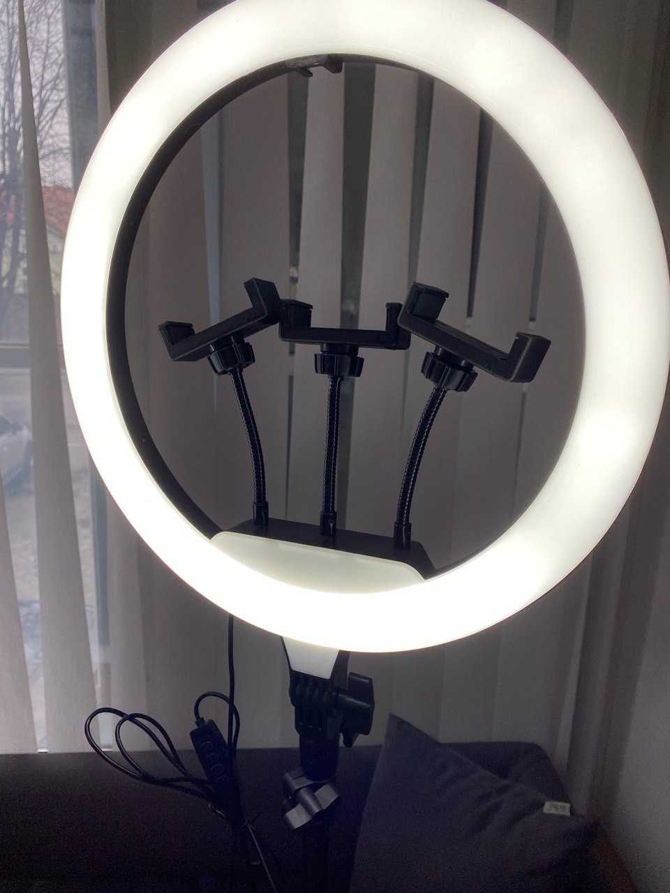 Кільцева LED Лампа 35см 25W + 3 тримача + Штатив 210см 3 режими світла