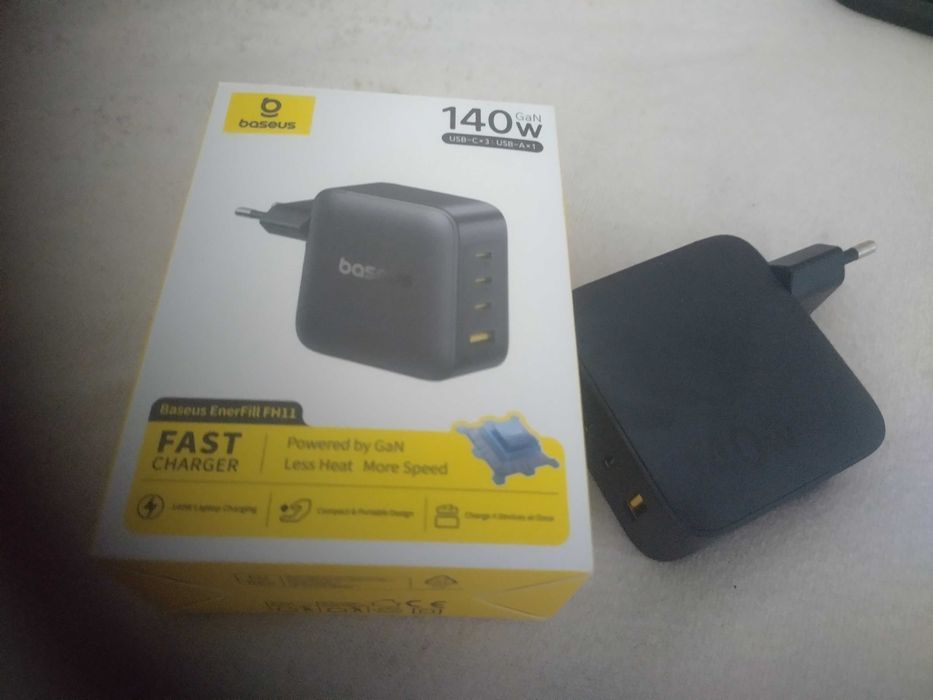 140W! SZYBKA ładowarka Baseus Enerfill 3xUSB C + USB A, PD Z PPS, GaN6