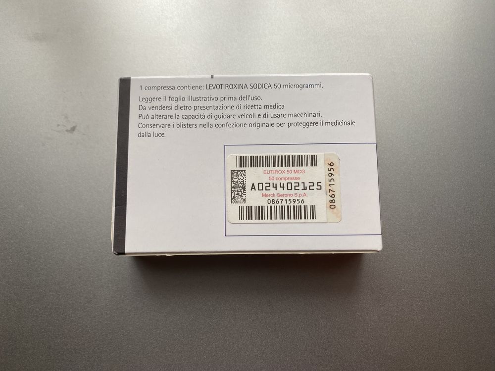 Eutirox 50 microgrammi compresse (виробництво Італія)