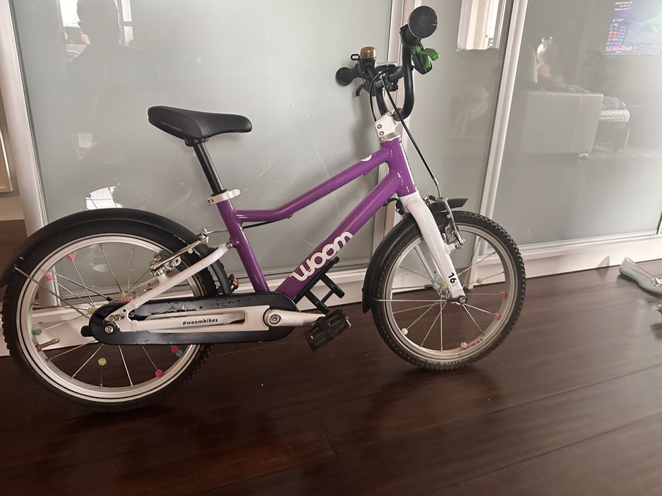 Rowerek Woom 3 , fiolet, purple, full wersja -dodatki