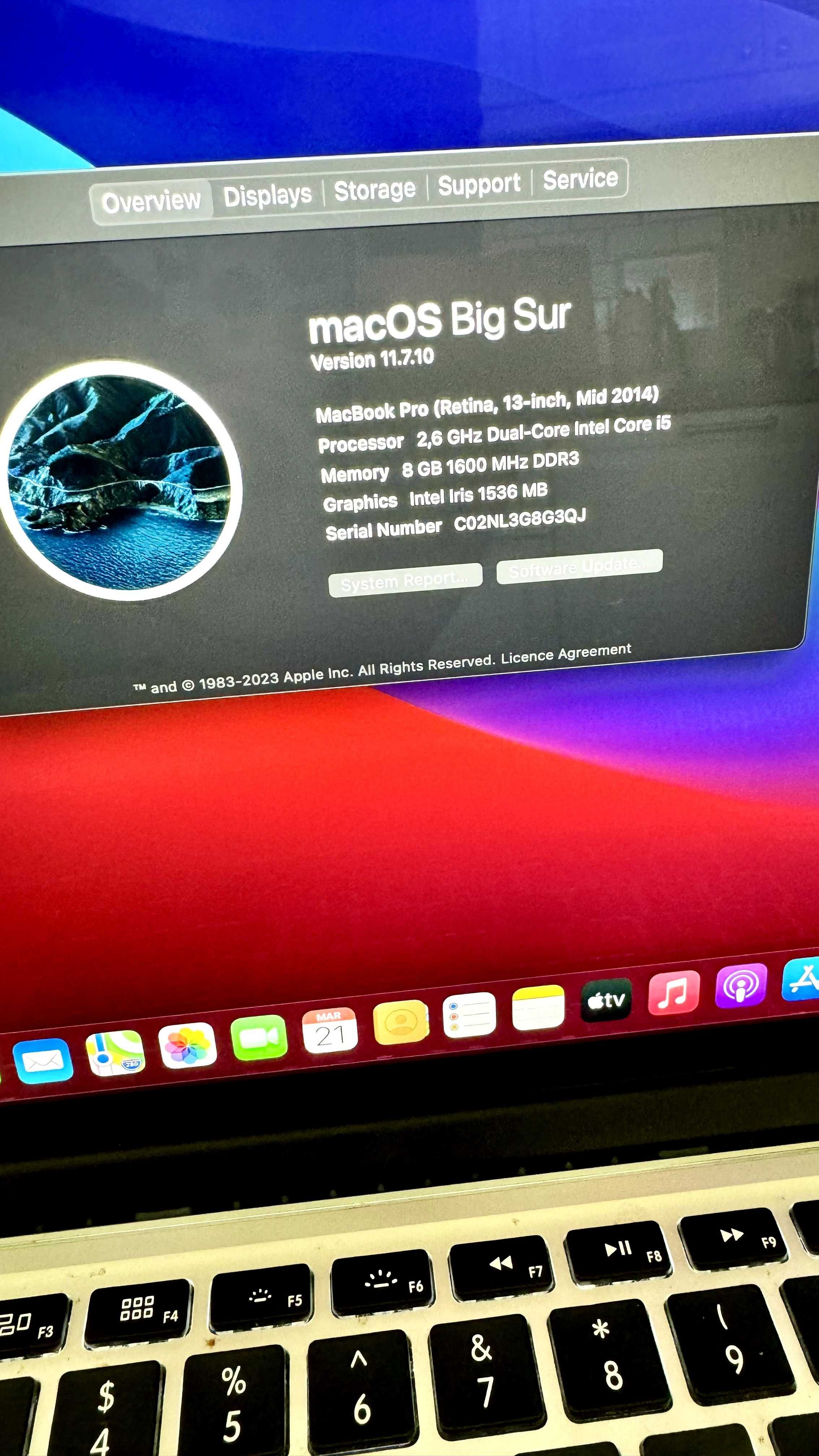 Macbook Pro 13 cali 8GB RAM Dysk 256GB (Mid 2014)