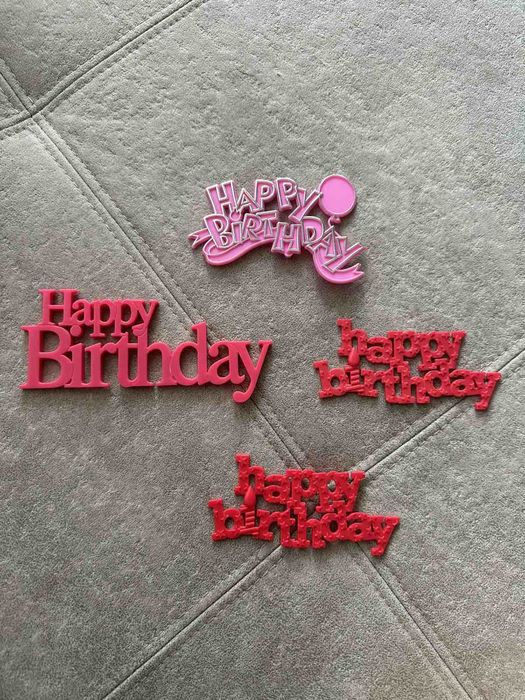 Топер для торта Happy Birthday