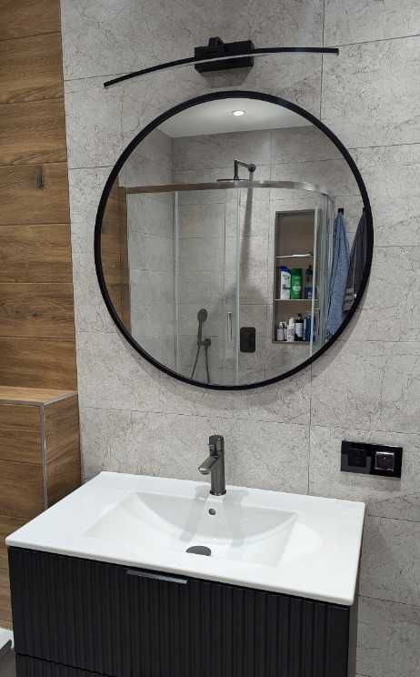 Duże OKRĄGŁE LUSTRO Wiszące 80cm Czarne Do Łazienki Salonu (-20%)