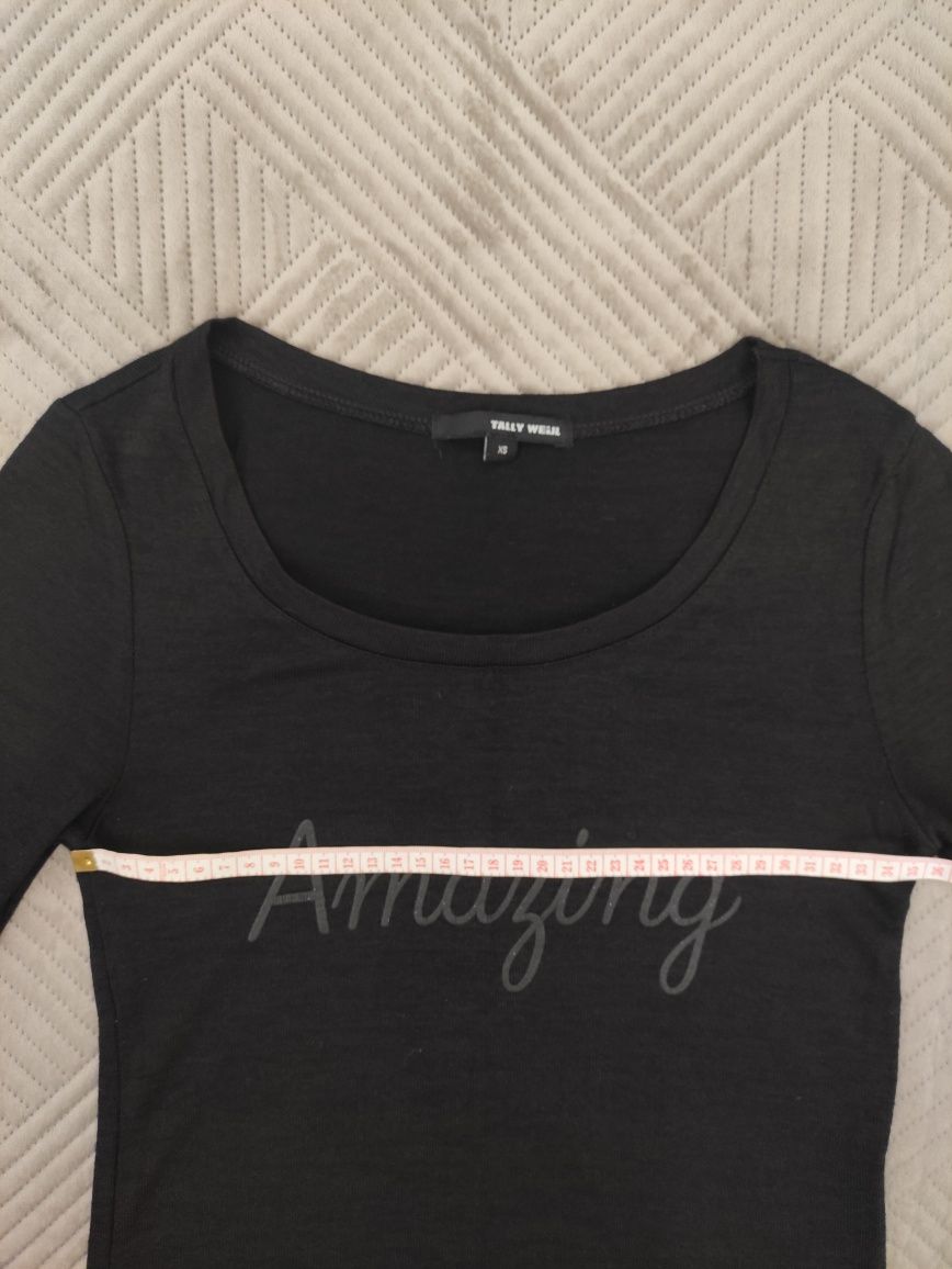 Zestaw 2 czarne cienkie bluzki TALLY WEIJL rozmiar XXS/XS