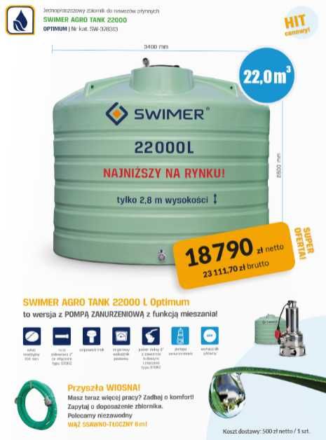 Zbiornik Nawóz Płynny 22000 SWIMER + pompa ! Dobczyn