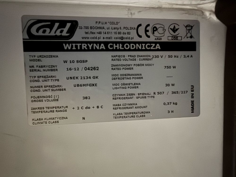 Холодильна вітрина COLD W10 -SGSP 1.m