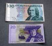 Cem e vinte Kronor suecas