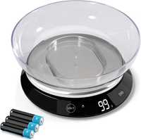 Cyfrowa waga kuchenna, 5 kg, waga kuchenna z miską + wyświetlacz LED