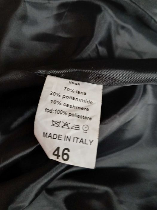Elegancki,włoski Płaszcz r,46[polskier.42]70%wełna obszycia natur.