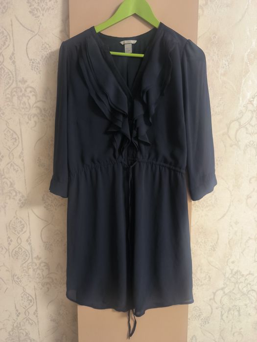 H&m  синє шифонове плаття