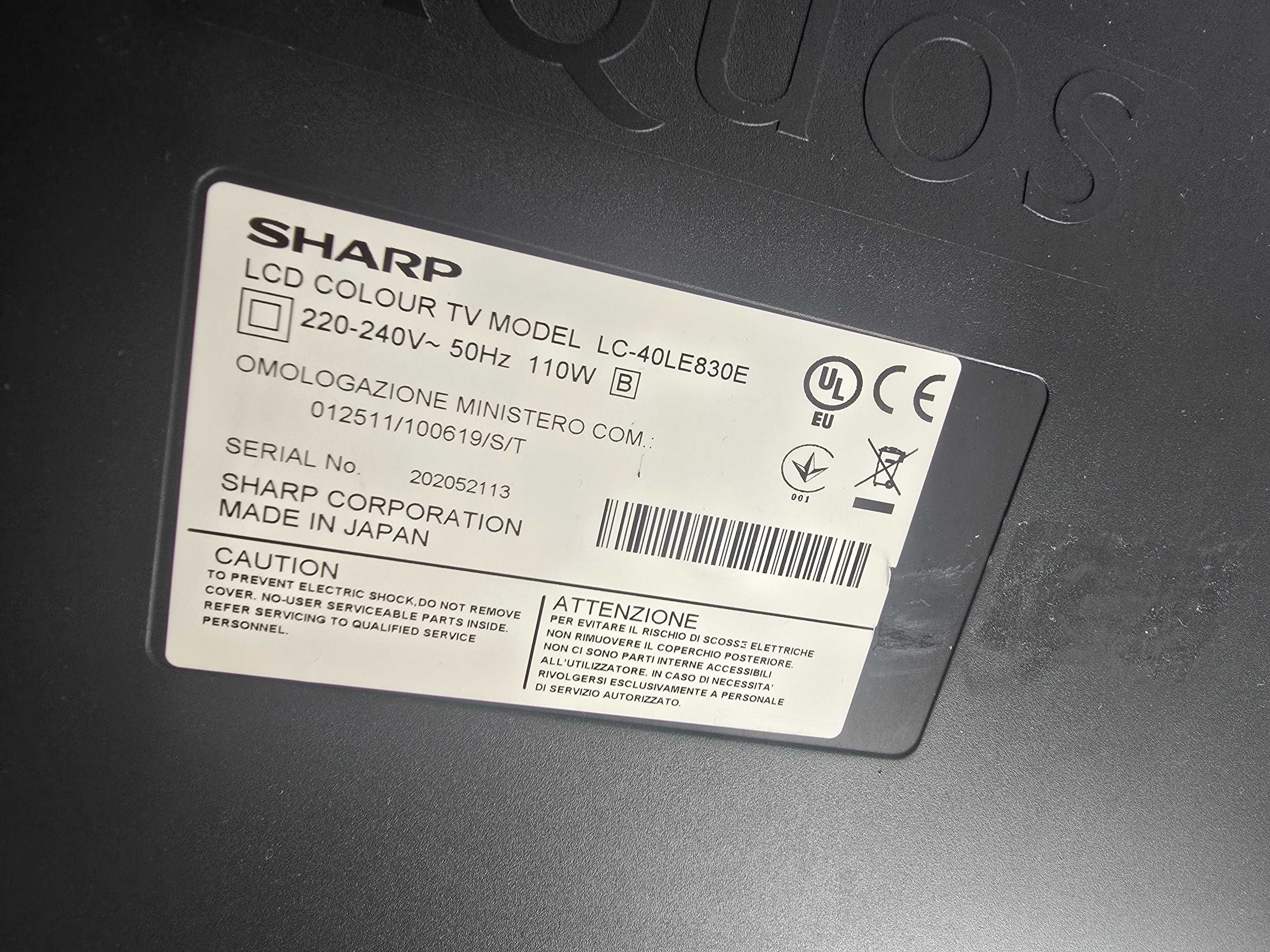Sprzedam telewizor Sharp LC-40LE830E (3D).