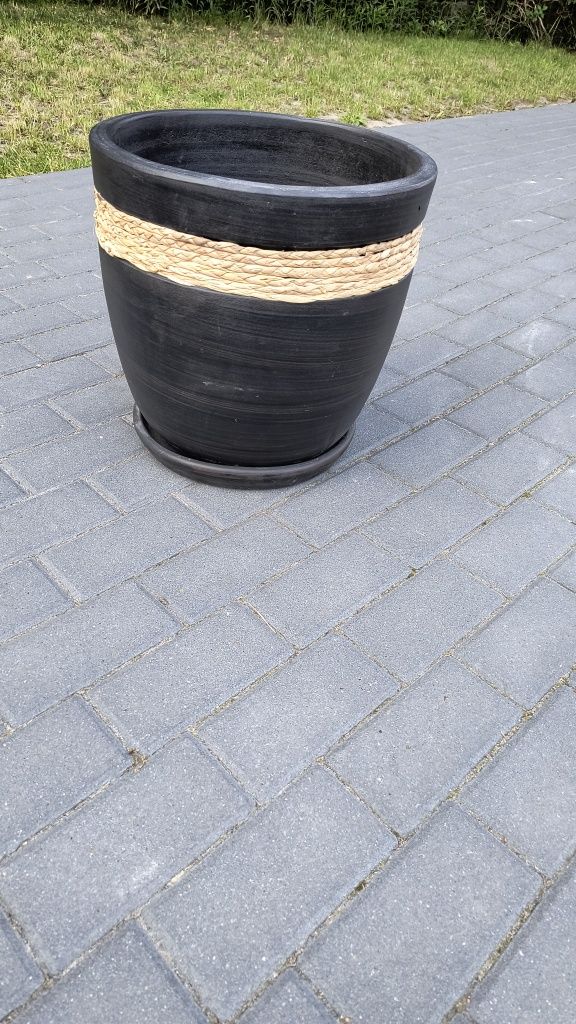 Donica ceramiczna 35cm z podstawką