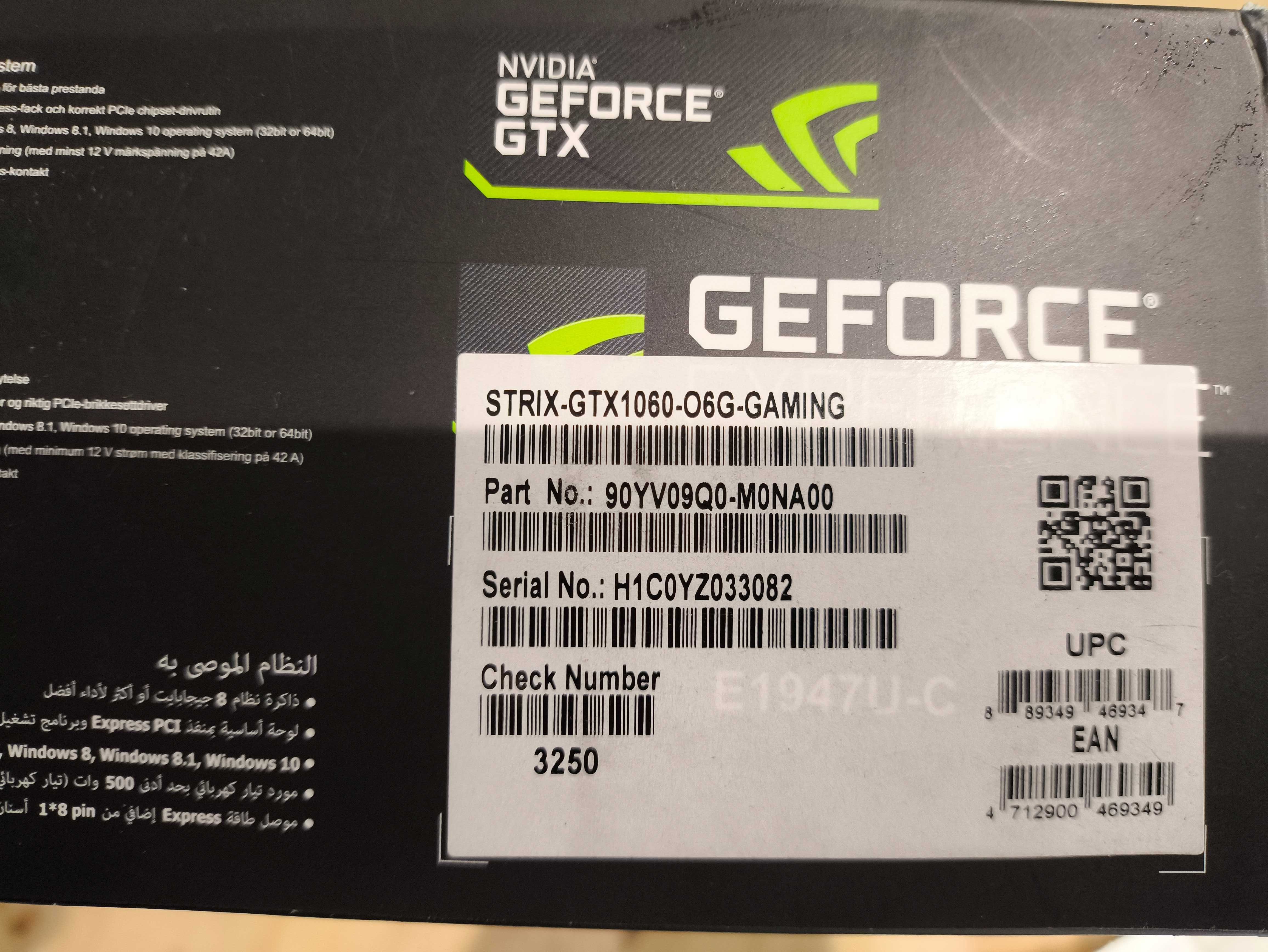 Asus GTX 1060 Strix Gaming z 6GB GDDR5