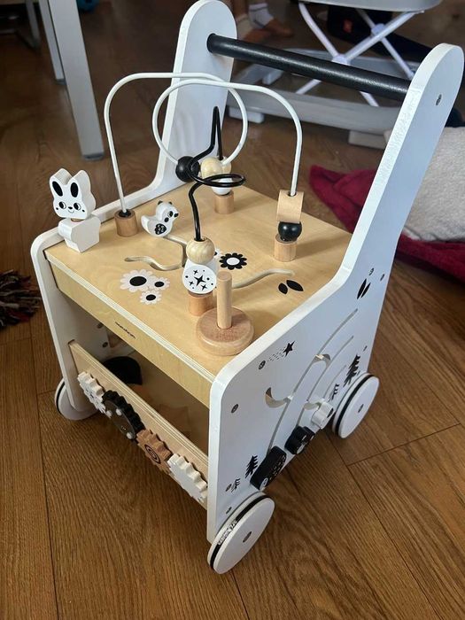 NOWY Drewniany Pchacz Dla Dziecka Chodzik + Stolik Edukacyjny 6w1