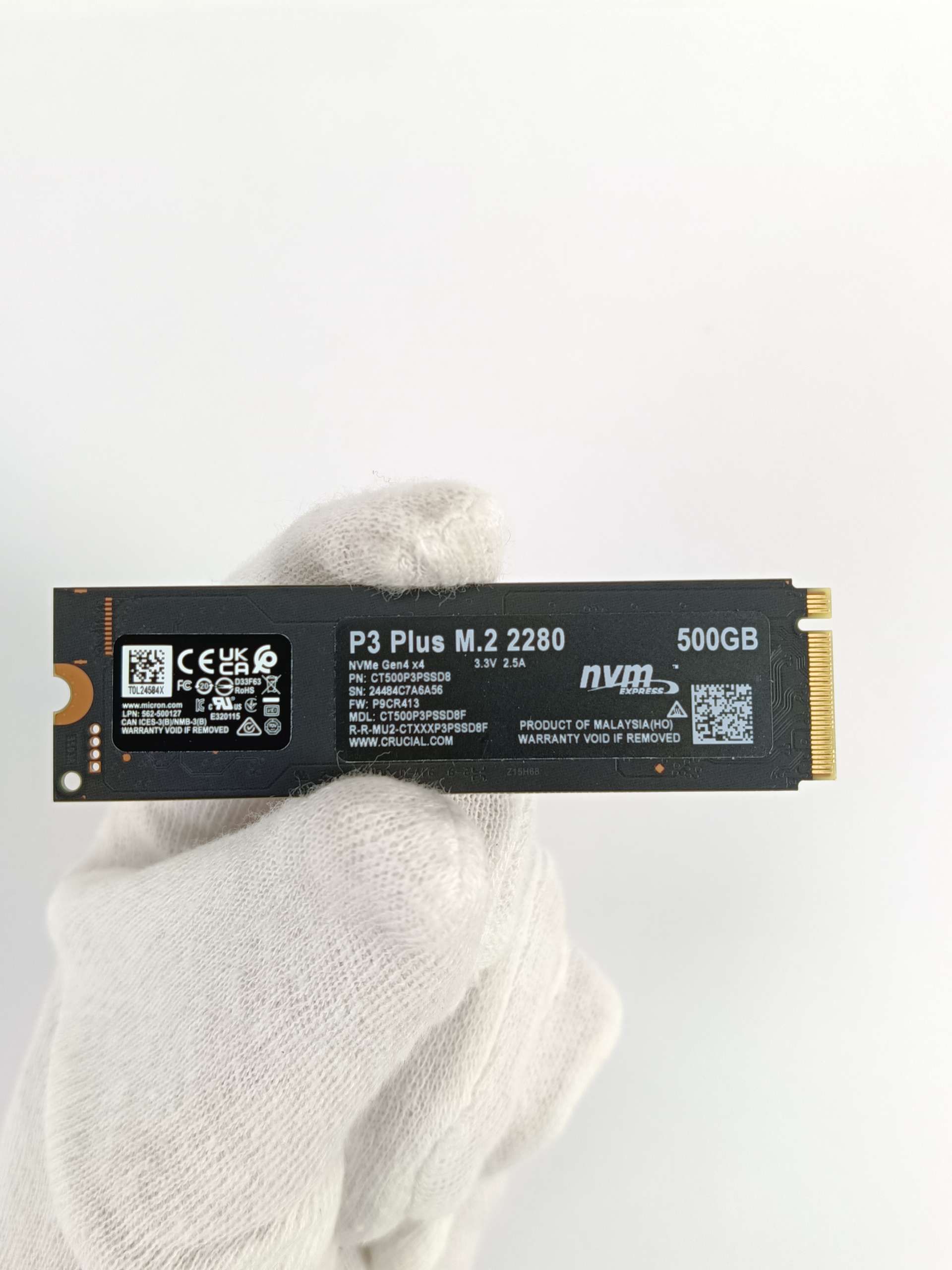 Crucial P3 Plus Gen4 NVMe SSD, 500GB, M.2 2280, PCIe 4.0, 3D-NAND
