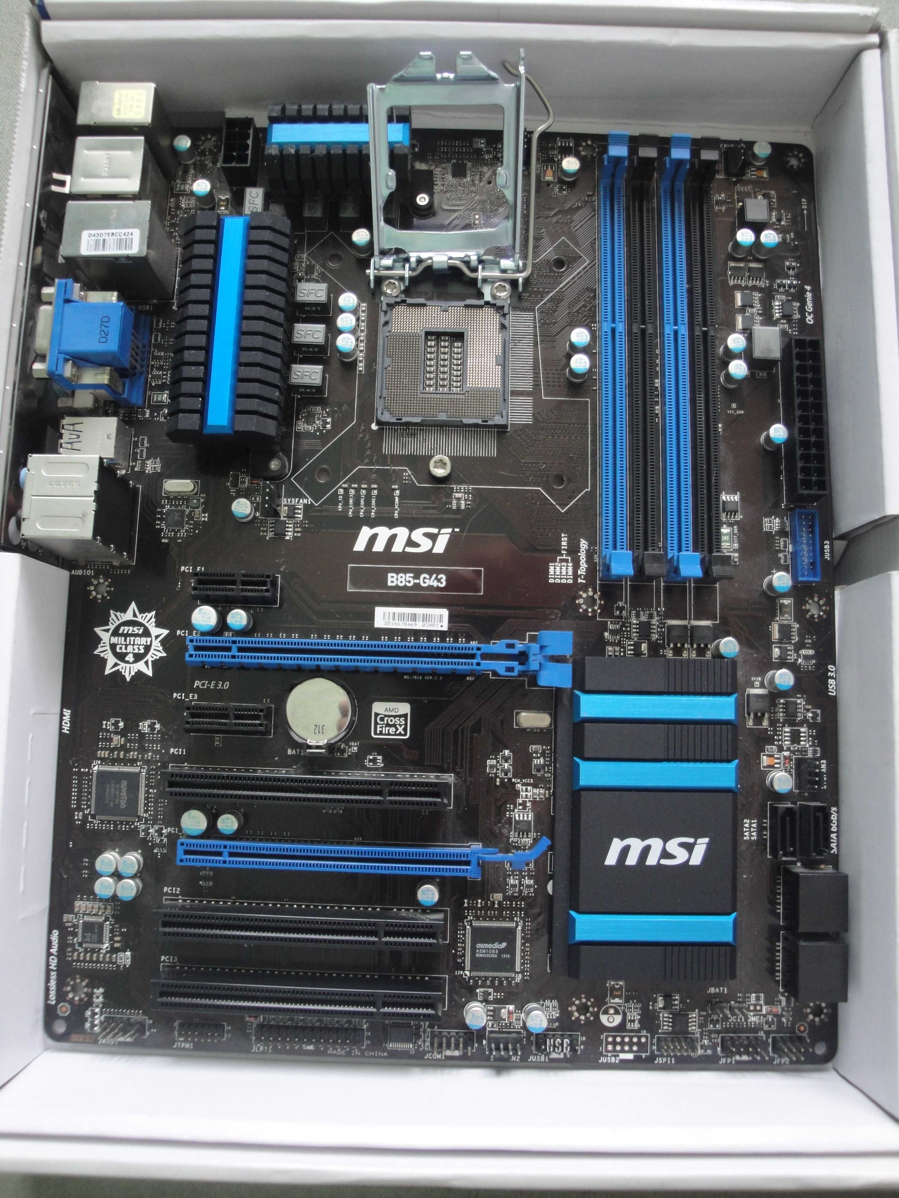 Płyta uszkodzona MSI B85-G43 Socket 1150 + procesor gratis