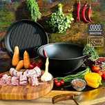 Казан чавунний узбецький 18 л WOK із кришкою-сковородою гриль