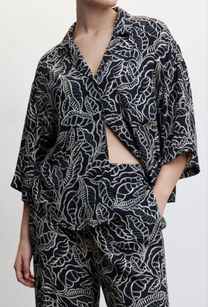 Mango bluzka koszula 3XL plussize wiskoza wzór Print szeroki rękaw