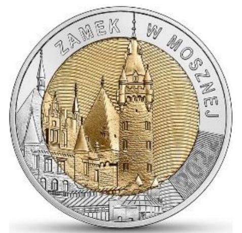 20 monet Zamek w Mosznej 5zł. Folder NBP gratis