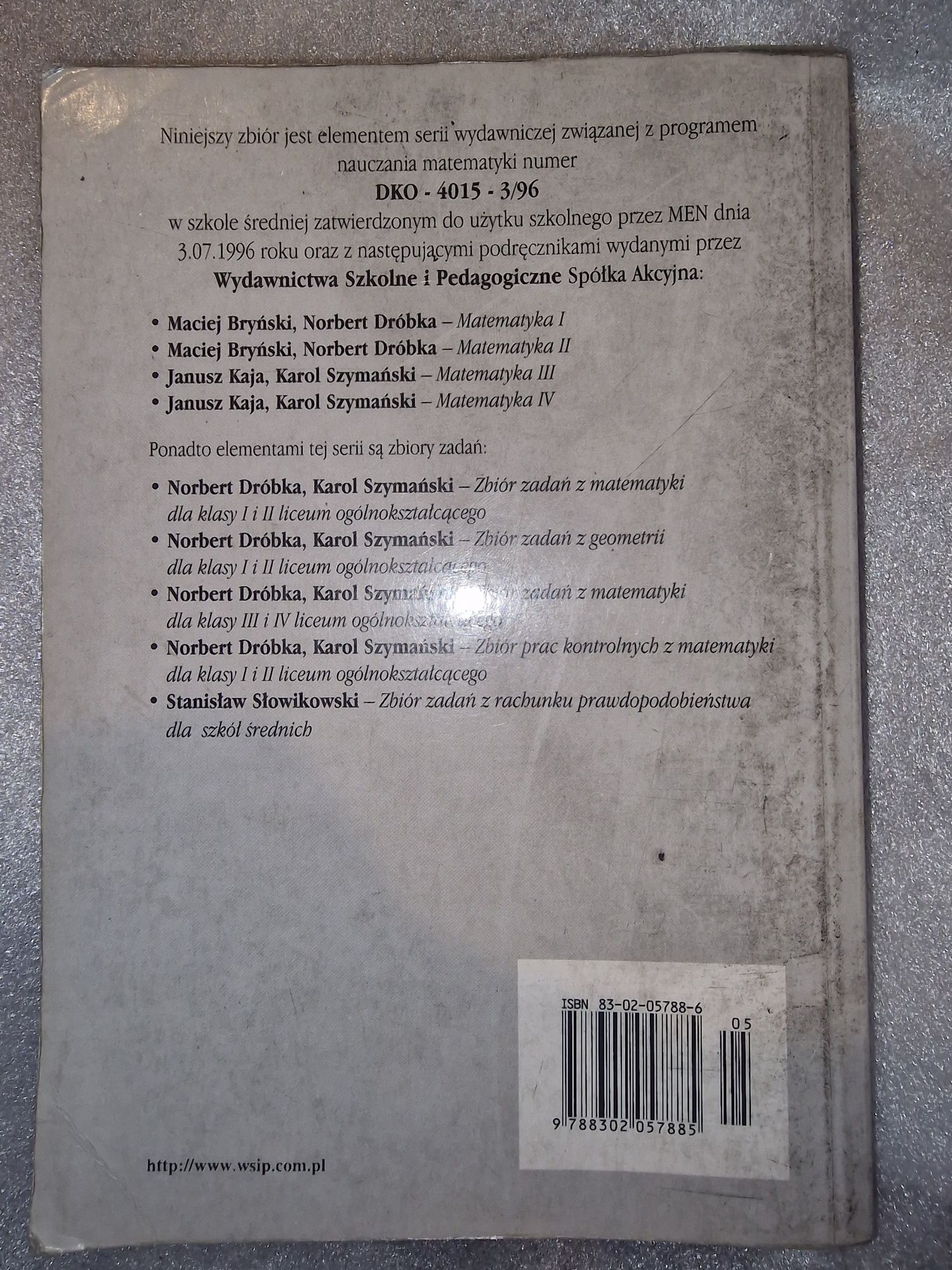 Zbiór zadań z matematyki dla klasy III i IV liceum ogólnokształcącego