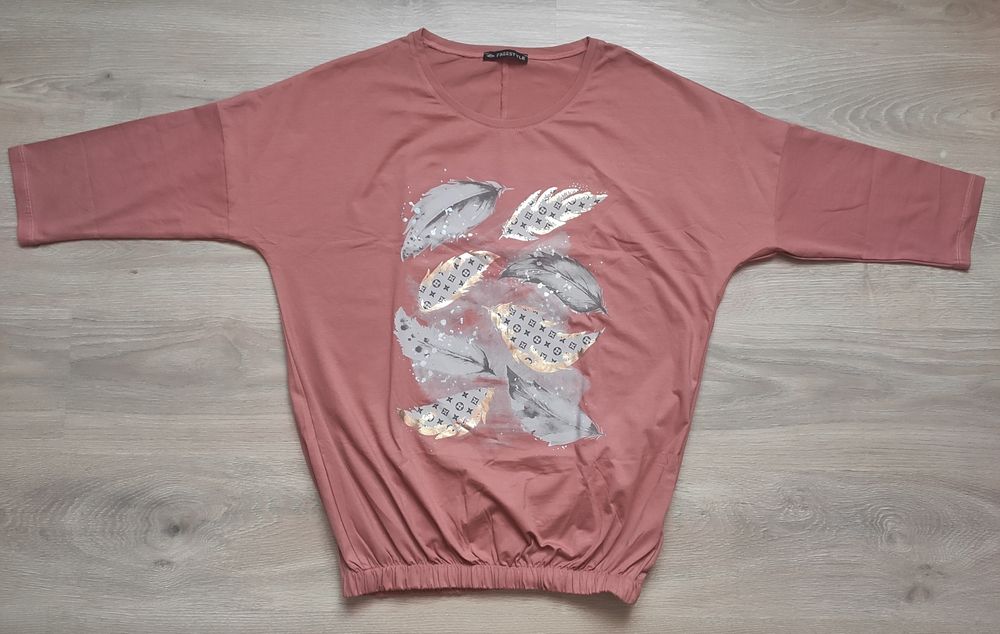 Nowa bluzka tunika z piórami Freestyle rękaw 3/4