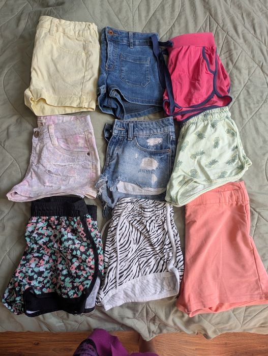 Krótkie spodenki szorty dla dziewczynki jeansowe bawełniane na wf 146