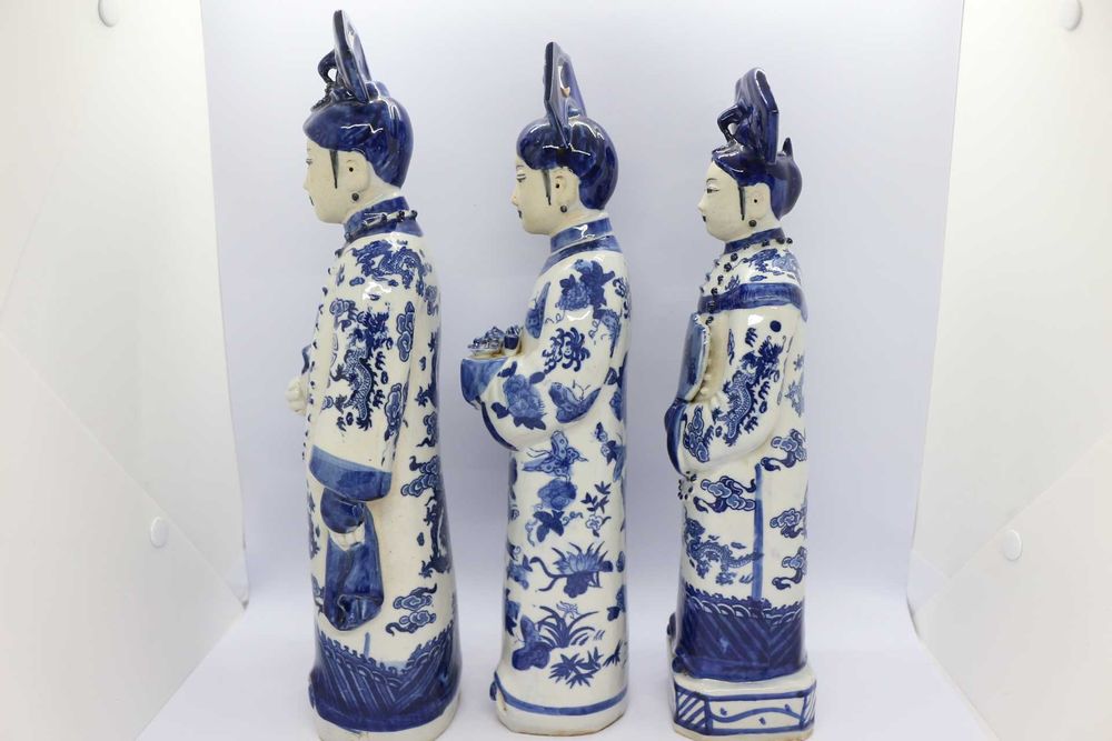 3 Dignatárias Escultura Porcelana Chinesa séc. XIX