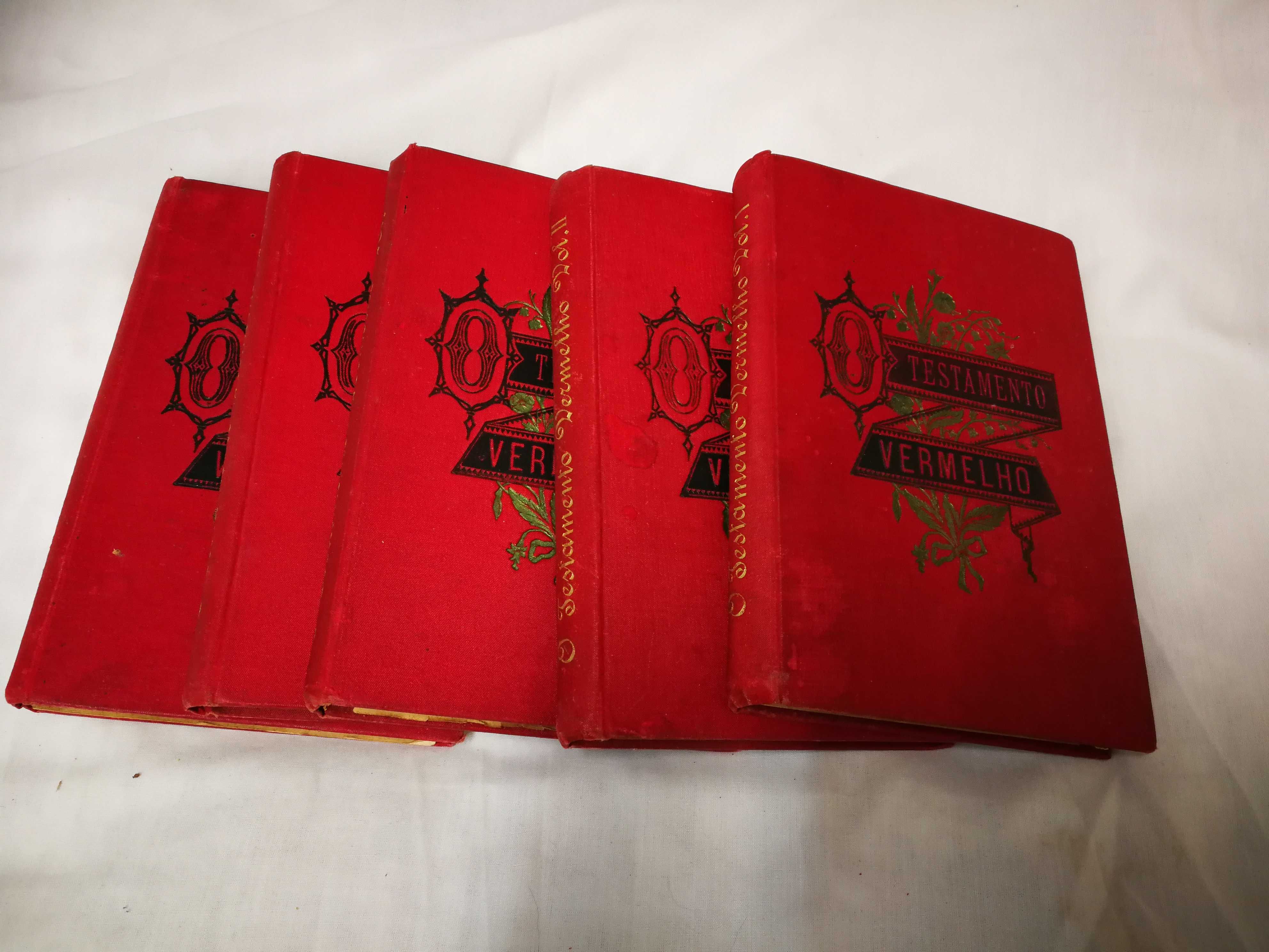 5 volumes de 1888 de o testamento vermelho de xavier de montépin